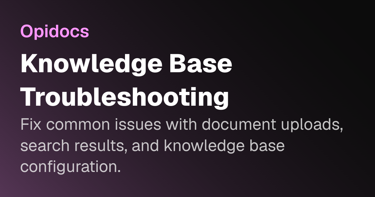 Knowledge Base Troubleshooting